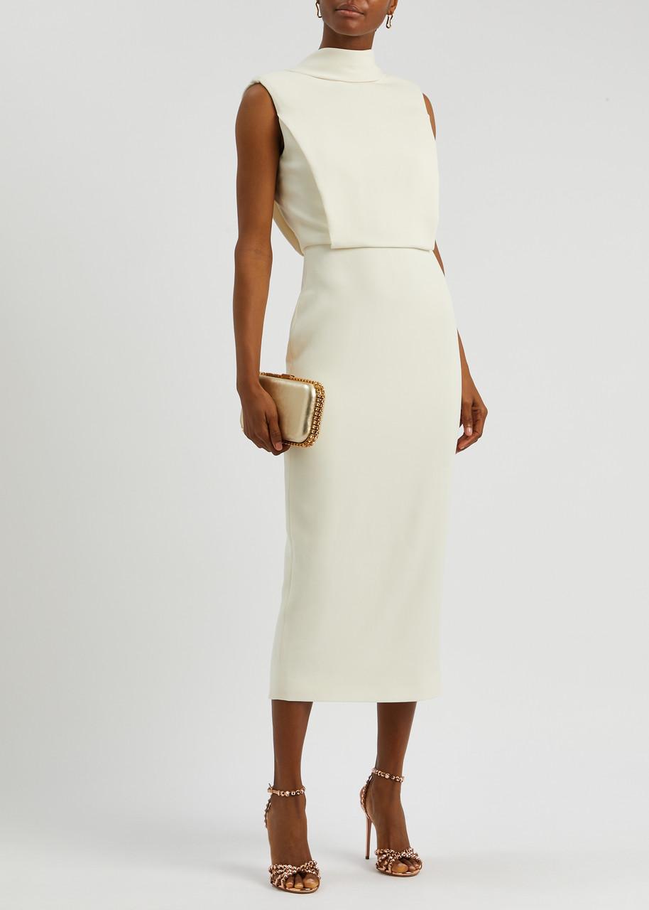 white christmas dresses Cream Roland Mouret Wool Asymmetrical Dress Size US 4 main image 0