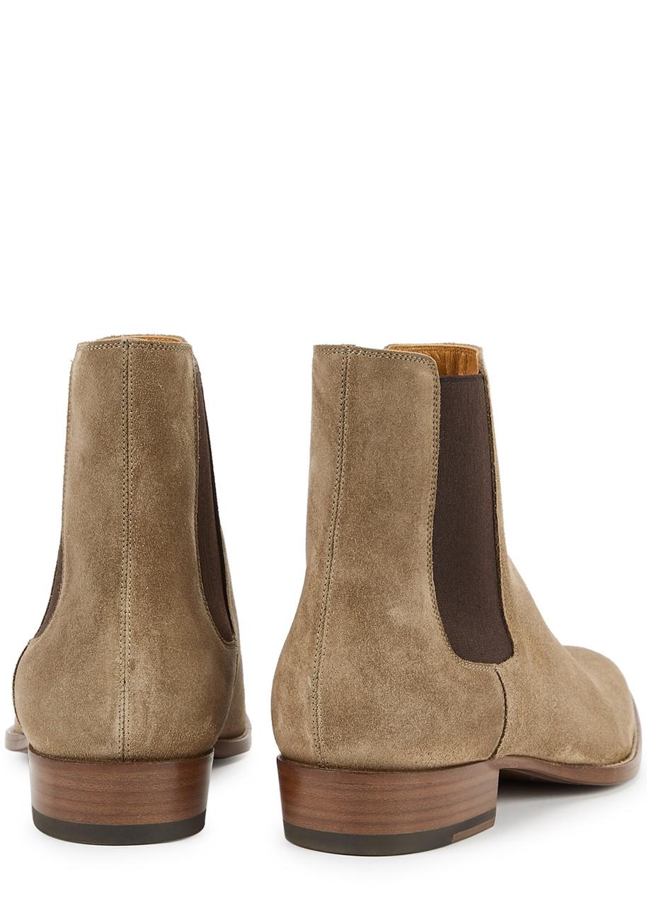 Saint laurent tan suede chelsea boots new arrivals