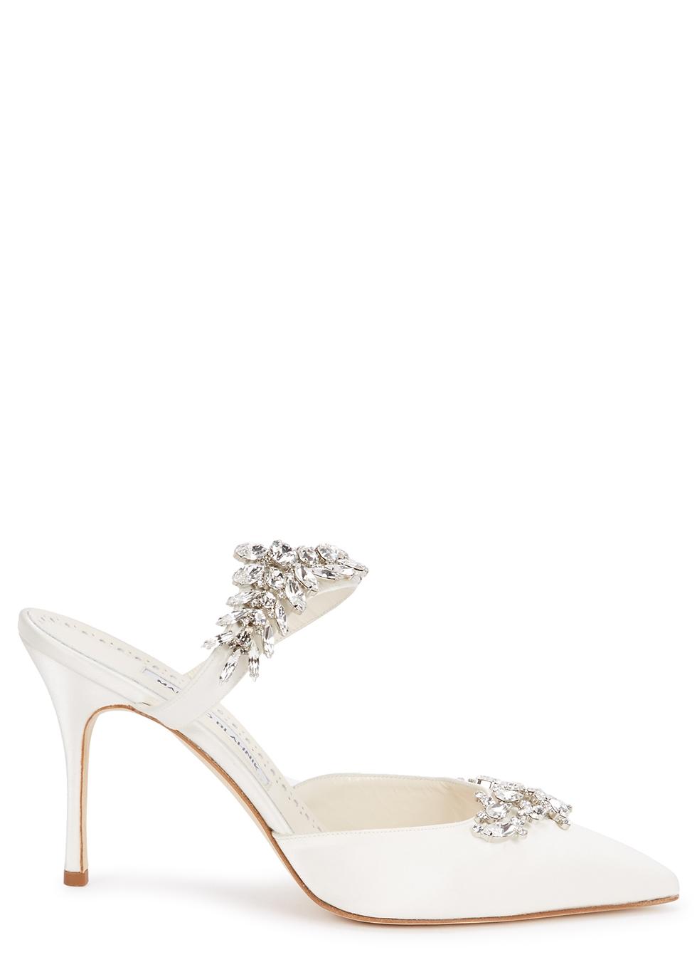 manolo blahnik white satin