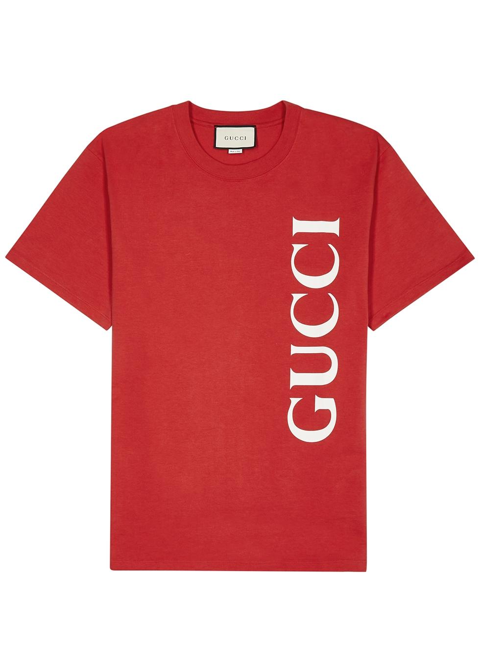 Gucci Red Logo Cotton T-shirt for Men - Lyst