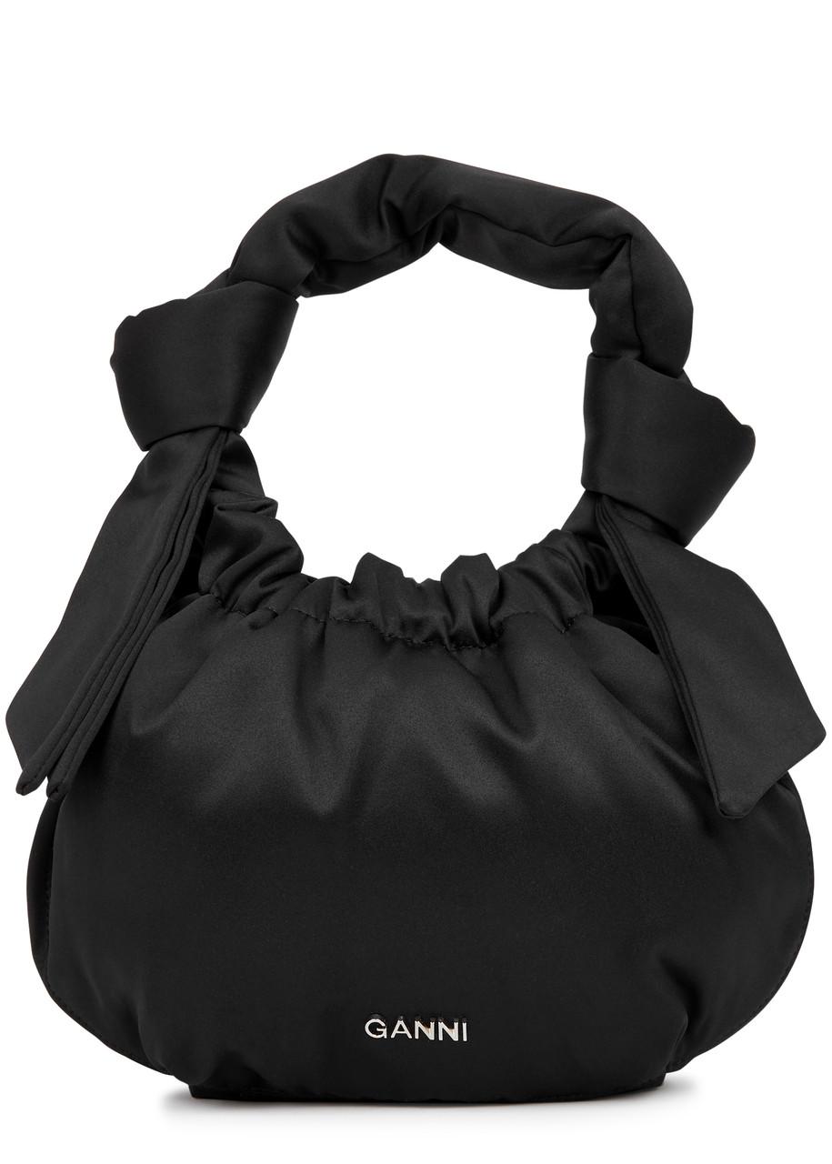 Ganni Occasion Hobo Small Satin Shoulder Bag in Black | Lyst