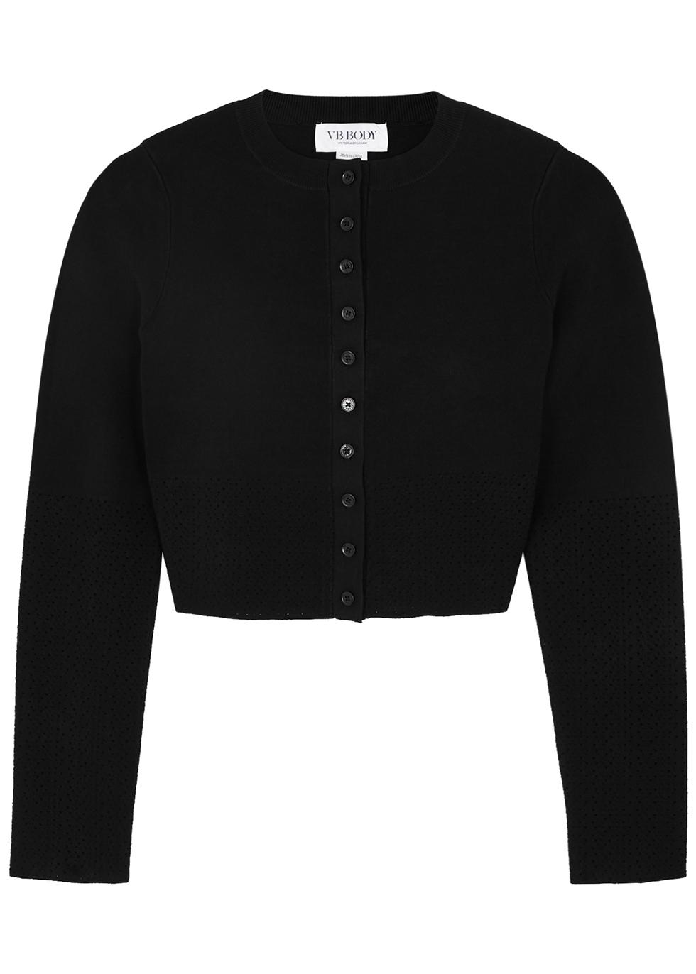 Victoria Beckham Vb Body Stretch-knit Cardigan in Black | Lyst