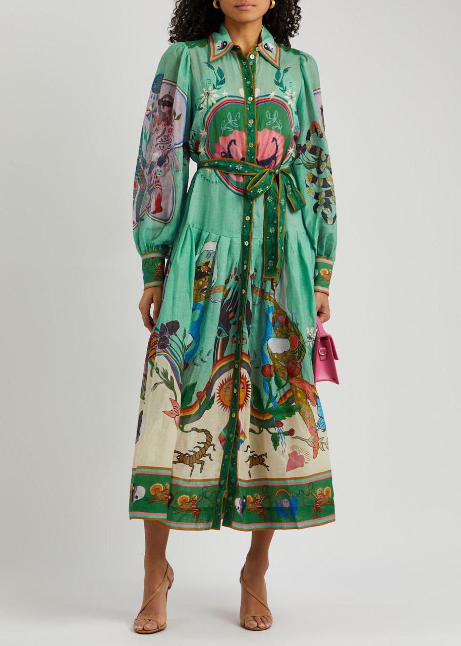 long green christmas dress Alberta Mini Dress - Linen Shirtdress with Belt main image 1