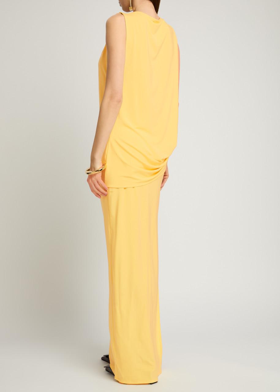 Jacquemus La Robe Peplo Longue Jersey Maxi Dress in Metallic