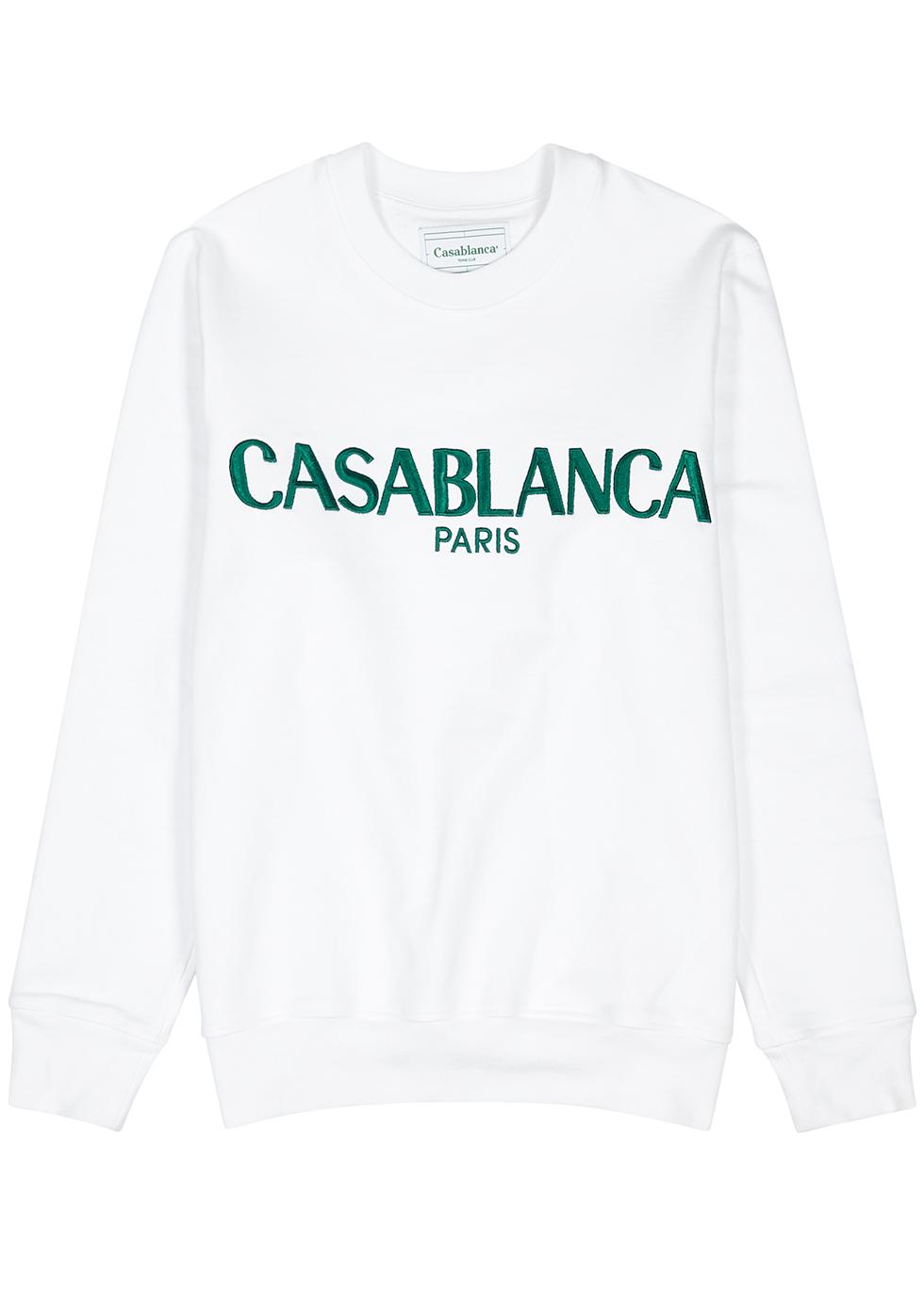 CASABLANCA Casa Block Logo Crew Sweat in White for Men | Lyst
