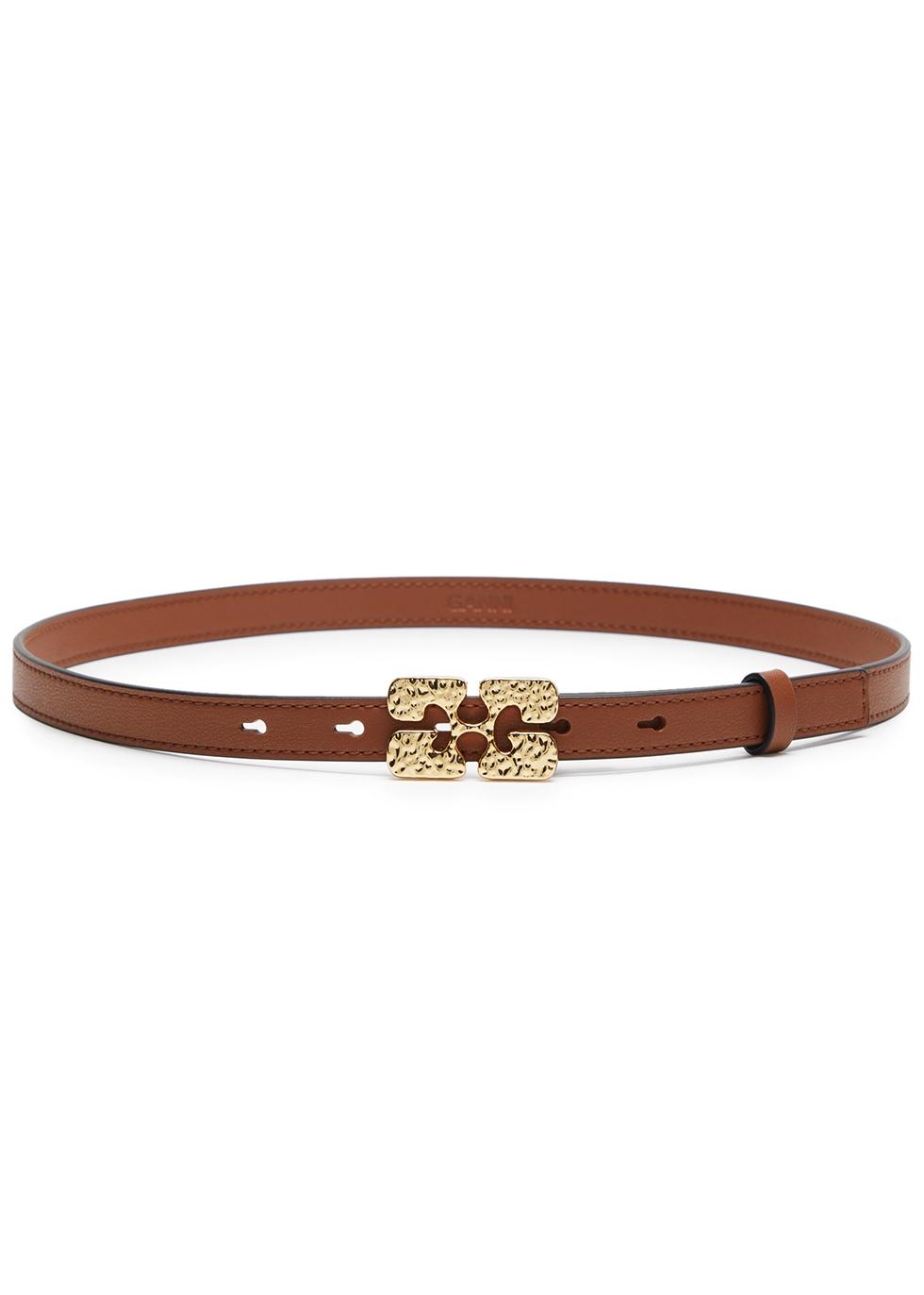 Ganni Logo Leather Belt in Brown | Lyst UK display picture 1