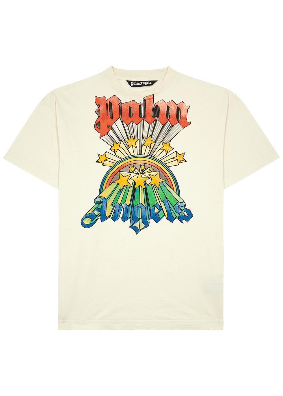 Palm Angels Rainbow-graphic Crew-neck T-shirt in White for Men | Lyst