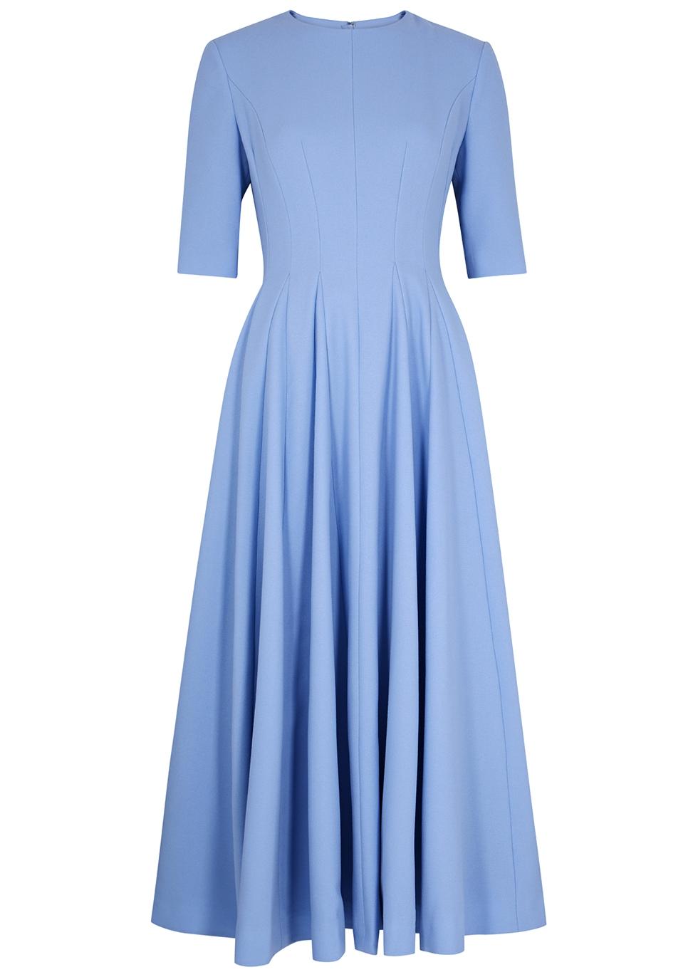 Emilia Wickstead Georgie Wool Midi Dress in Blue | Lyst