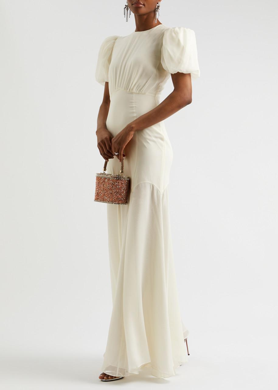 De La Vali Agua Silk-Chiffon Maxi Dress in White | Lyst