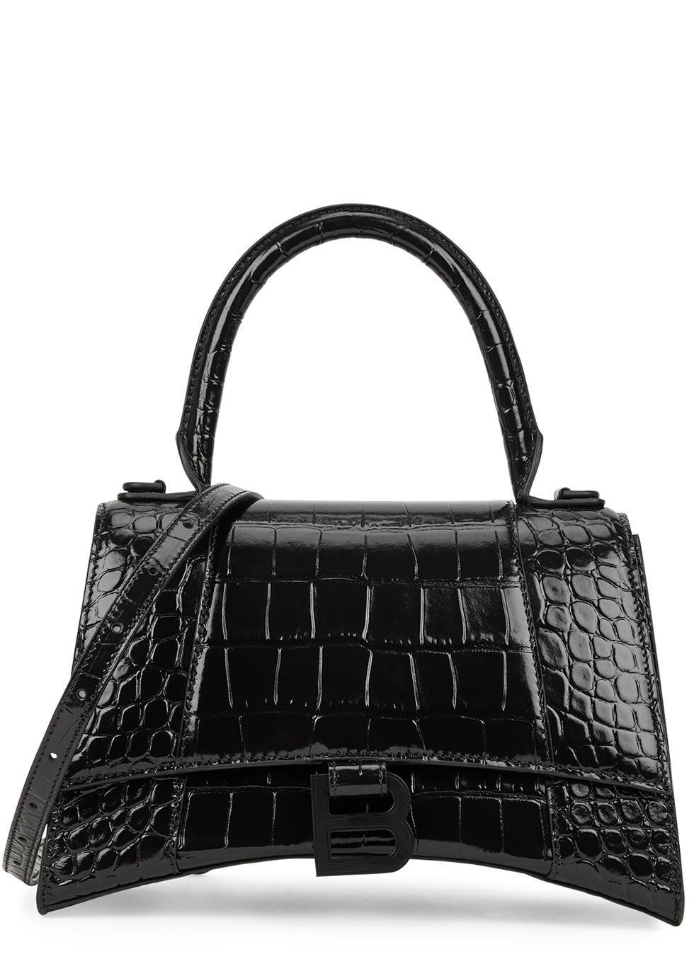 Balenciaga Hourglass Small Crocodile-effect Leather Top Handle Bag in ...