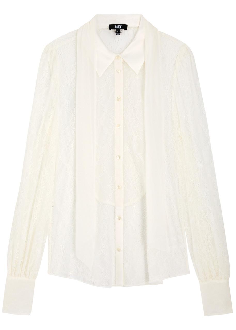 PAIGE Mindel Sheer Lace Blouse in White Lyst UK