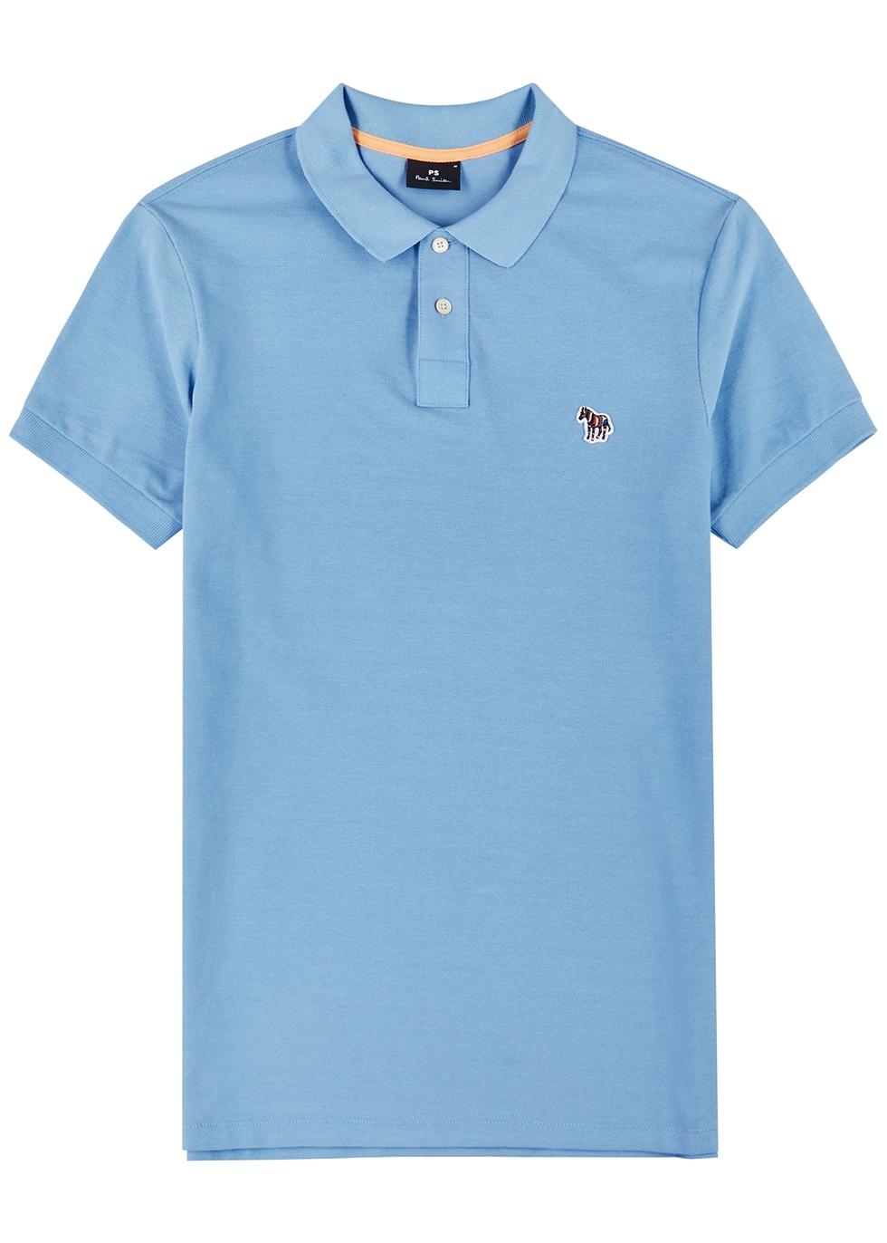 PS by Paul Smith Logo Piqué Cotton Polo Shirt in Blue for Men | Lyst
