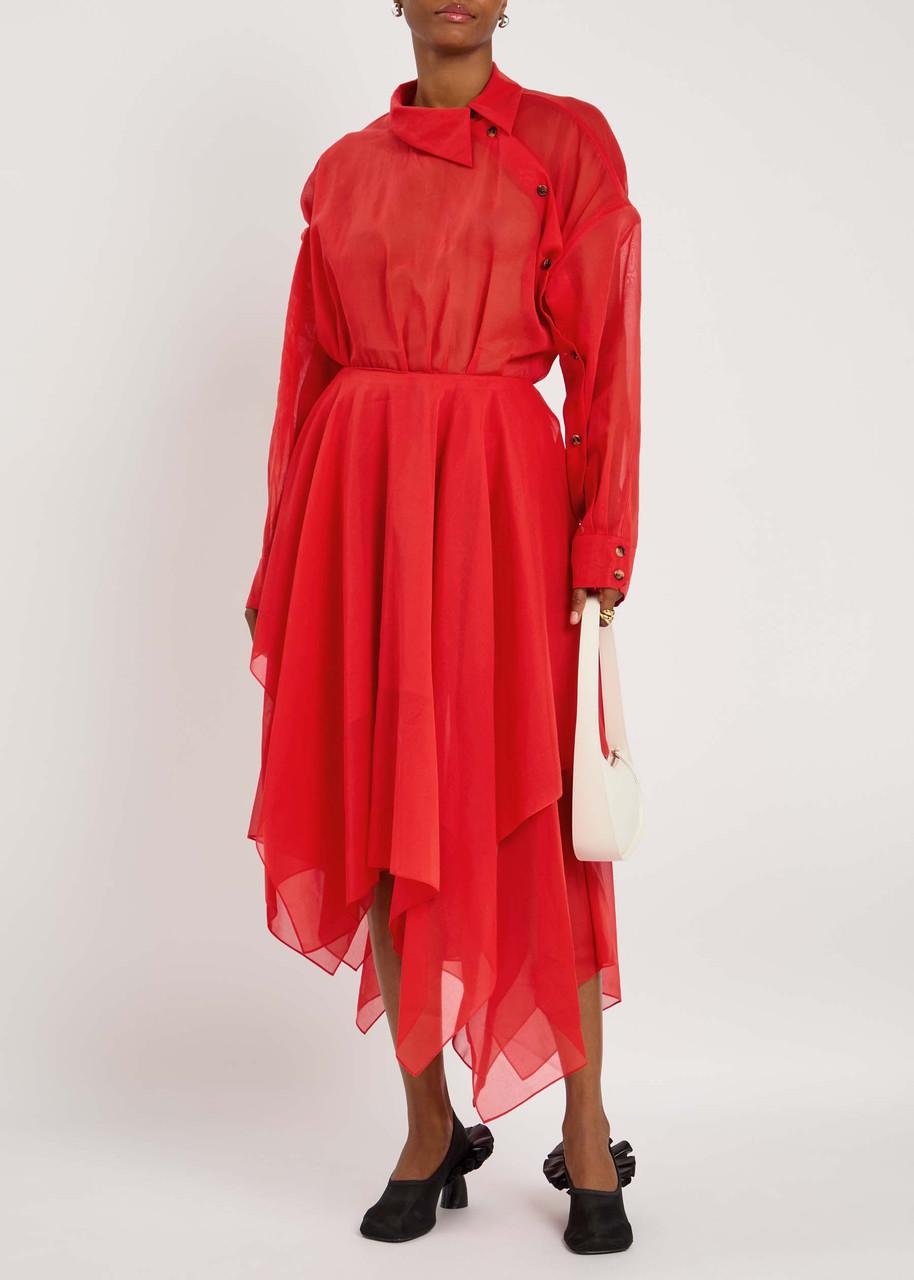 A.W.A.K.E. MODE Organza Silk-Chiffon Shirt Dress in Red | Lyst A.W.A.K.E. MODE Organza Silk-Chiffon Shirt Dress in Red | Lyst