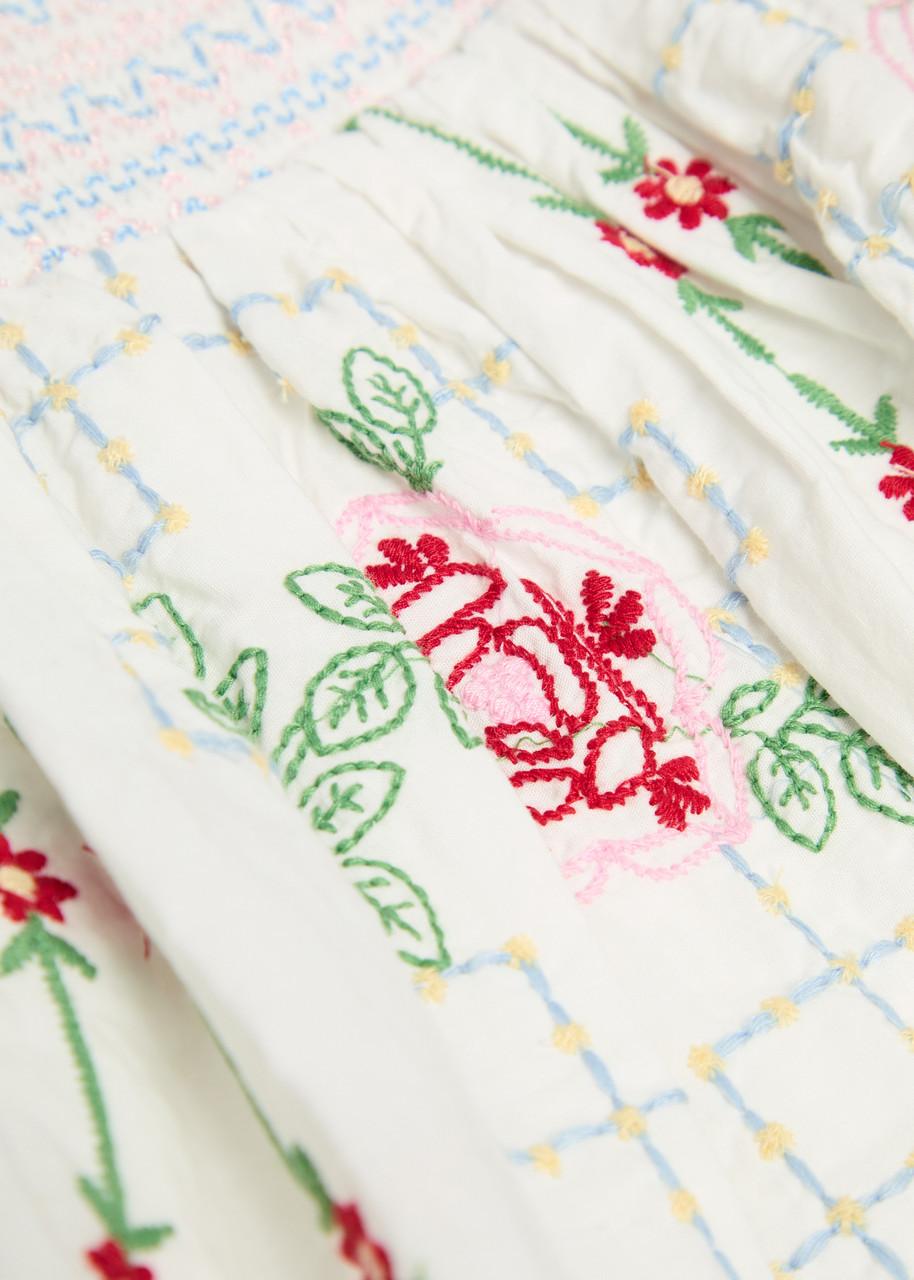 Damson Madder Lulu Floral-Embroidered Cotton Mini Dress in White | Lyst Damson Madder Lulu Floral-Embroidered Cotton Mini Dress in White | Lyst
