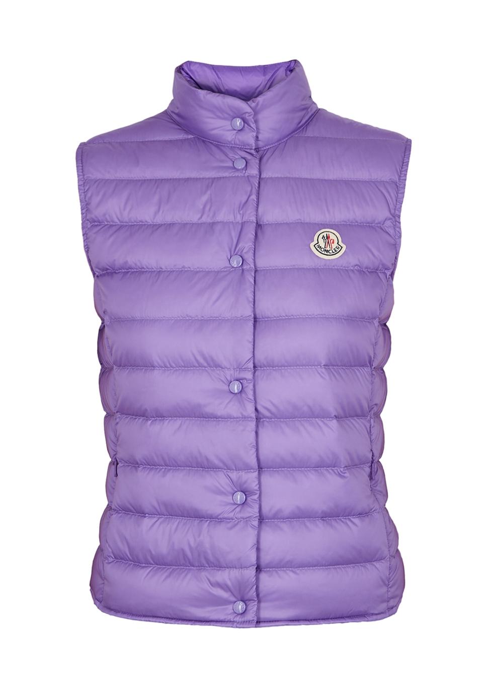 Moncler Felt Ladies Liane Padded Logo Gilet In Purple - Lyst