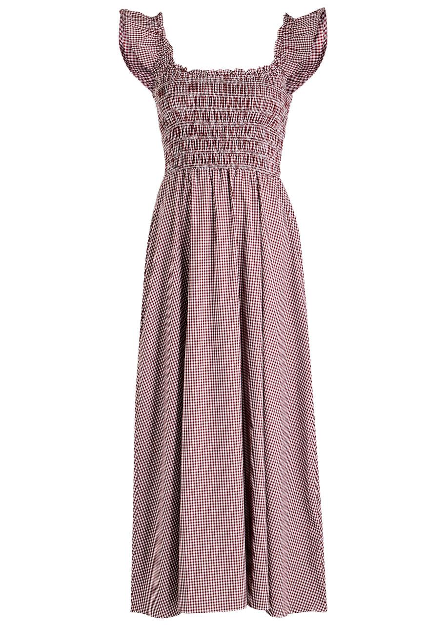 knee length dresses for ladies Eudora Midi Dress Gingham Deep Red