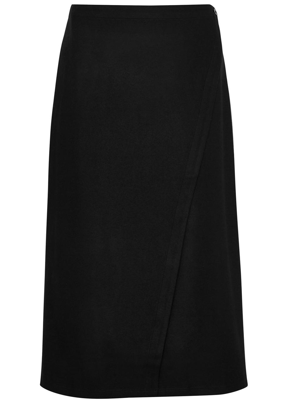 Eileen Fisher Wool Wrap Midi Skirt in Black Lyst