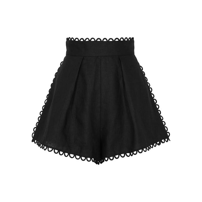 Zimmermann Allia Black Linen Shorts | Lyst