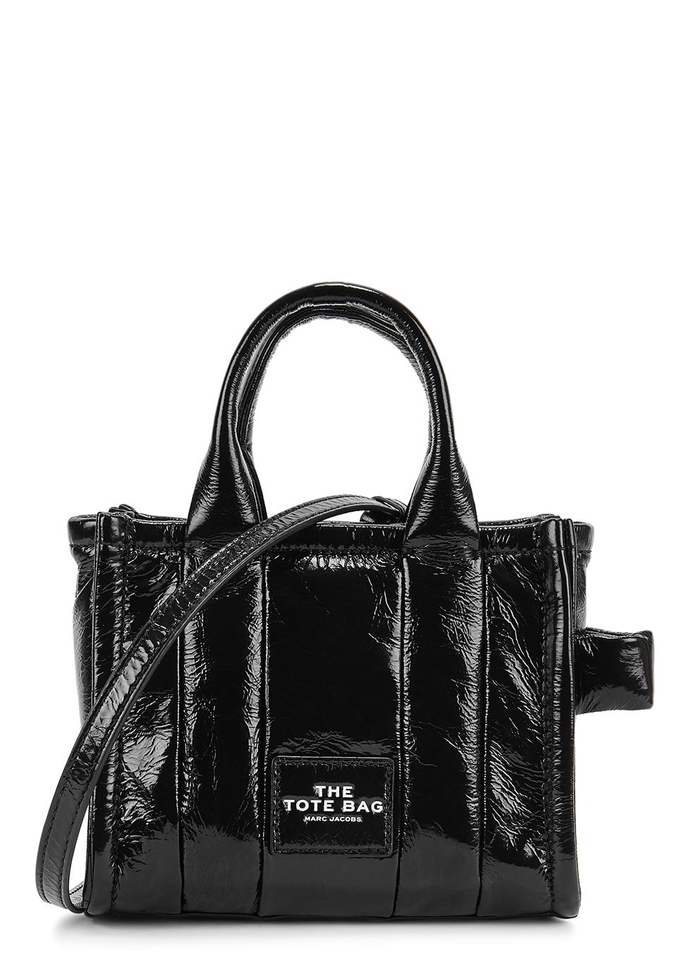 Marc Jacobs The Shiny Crinkle Micro Leather Tote in Black | Lyst