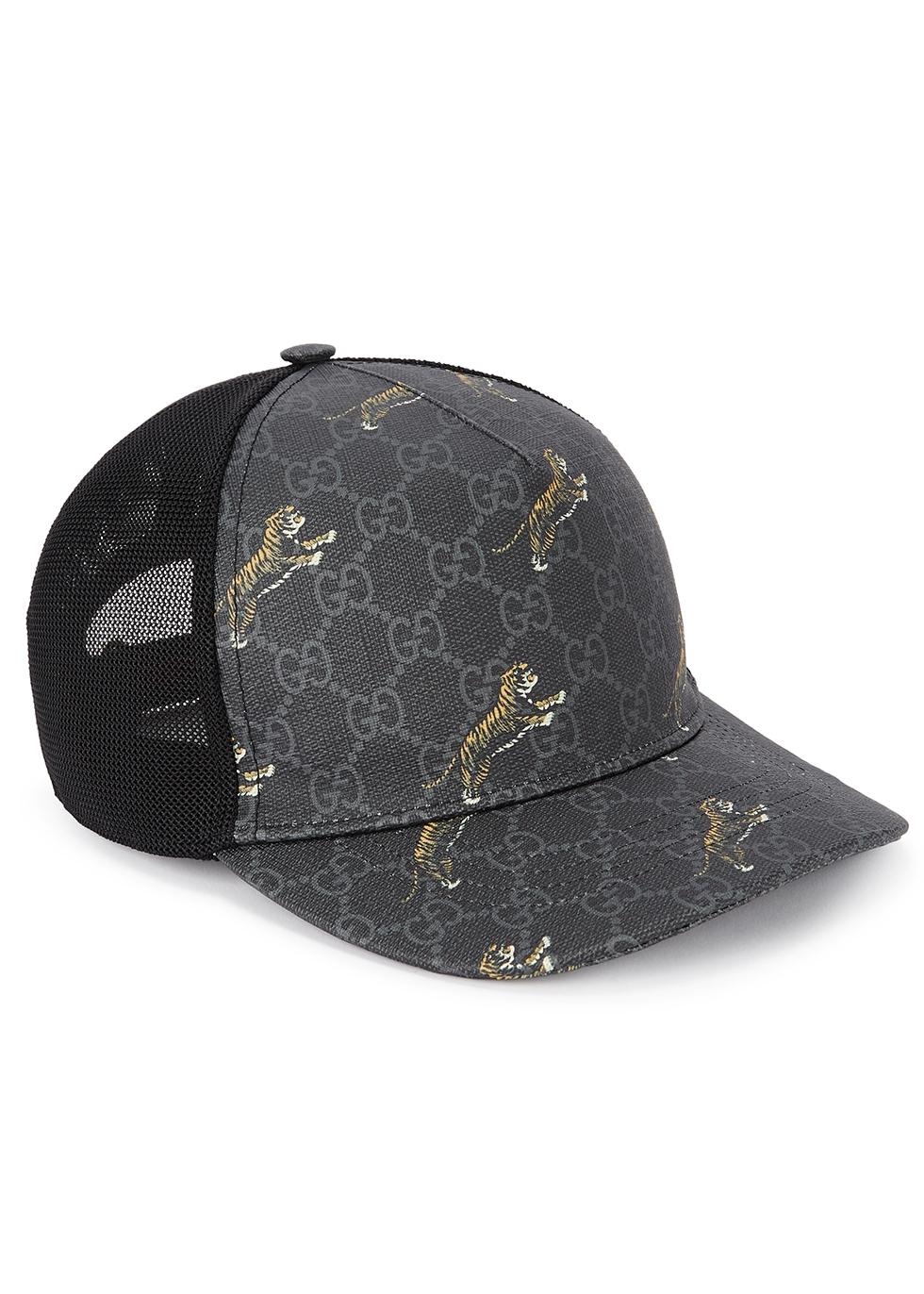 Gucci Canvas GG Supreme Tiger-print Cap in Black for Men - Lyst
