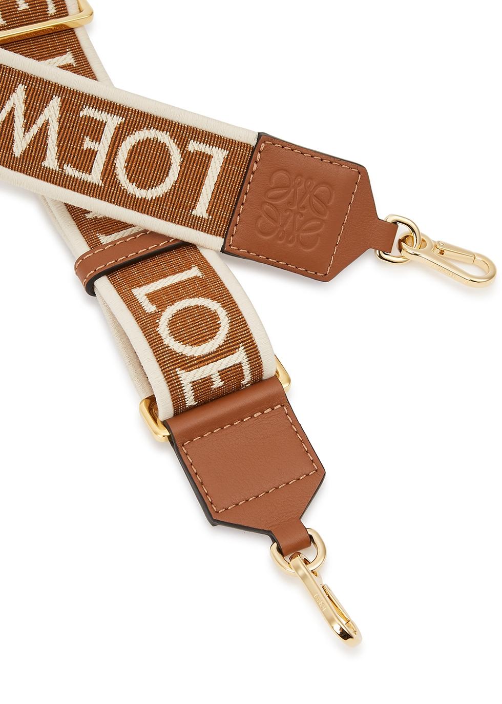 Loewe Brown Logo-jacquard Canvas Bag Strap in White | Lyst