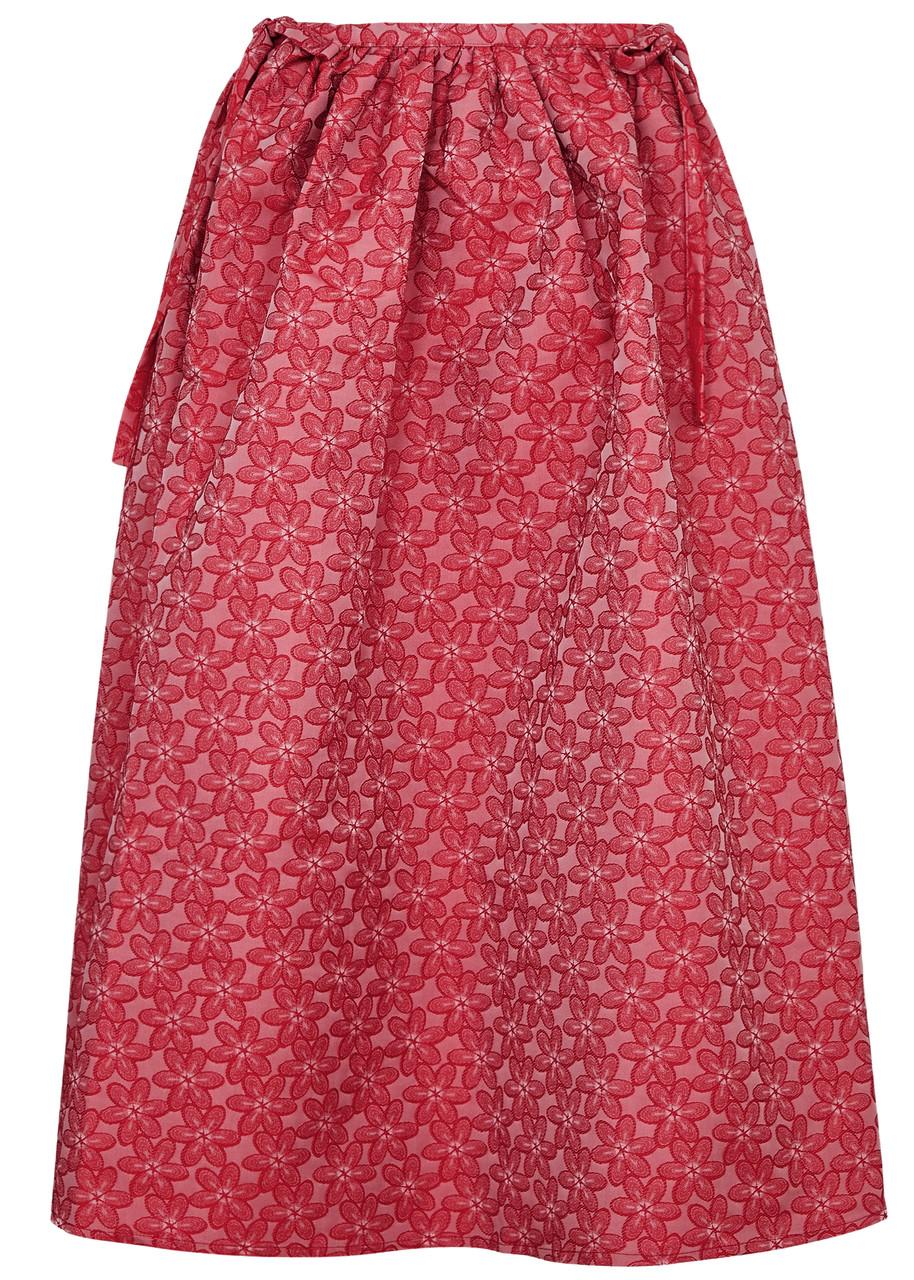 Sister Jane Flower Power Floral-jacquard Midi Skirt in Red