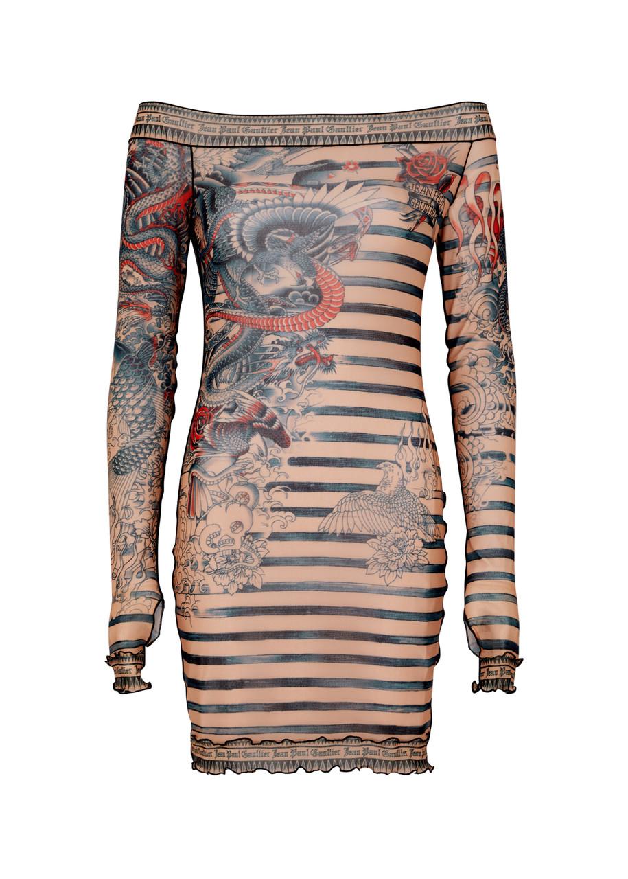 knee length dresses for ladies Jean Paul Gaultier Mariniere Tattoo Short Boat Neck Dress  Antidote  Fashion and Lifestyle