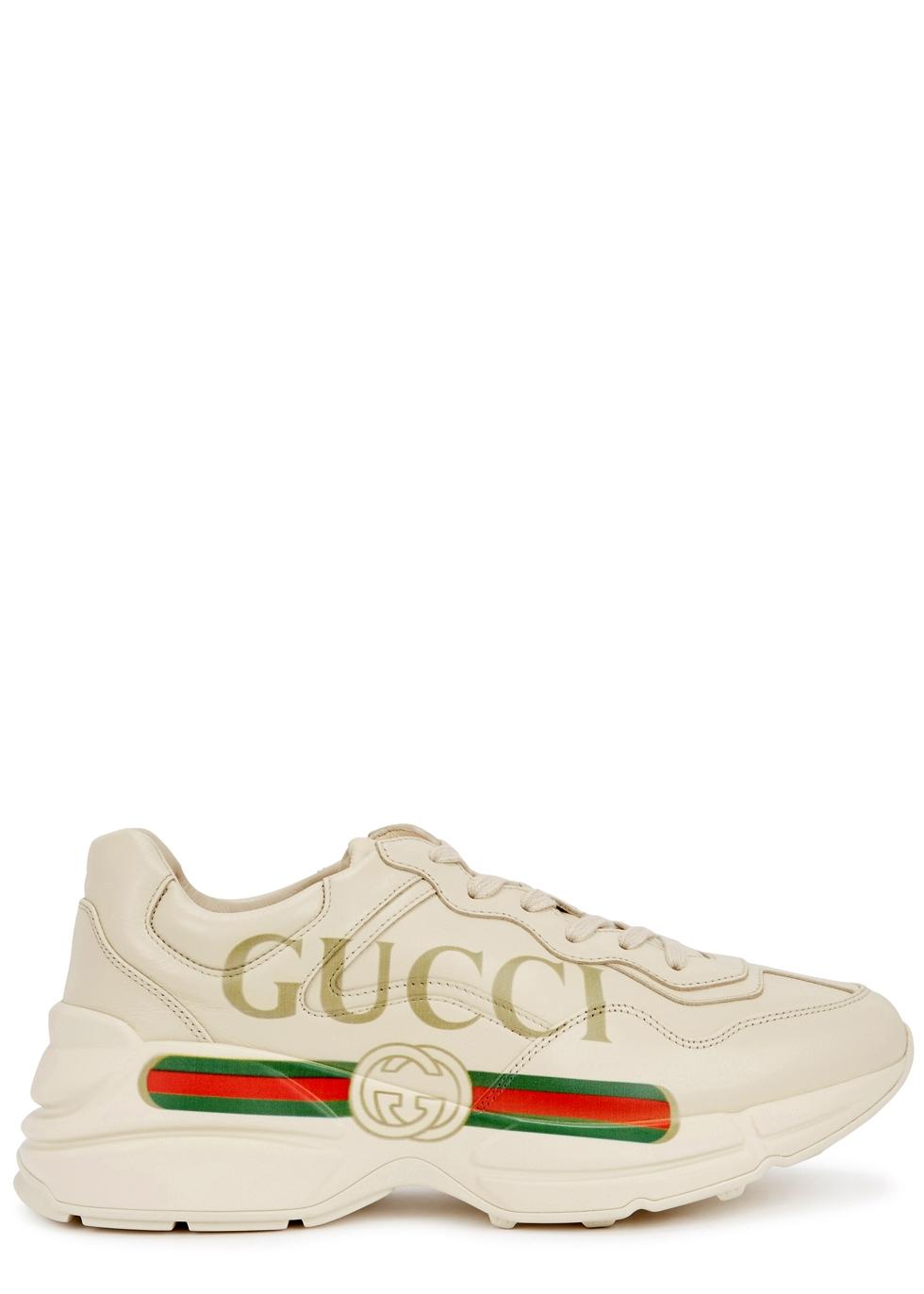 Gucci Rhyton Logo-print Leather Sneakers in Ivory (White) - Lyst