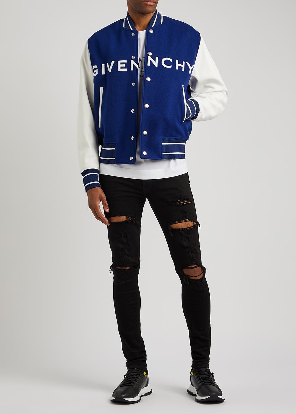 Givenchy Blue Logo Wool-blend Varsity Jacket for Men