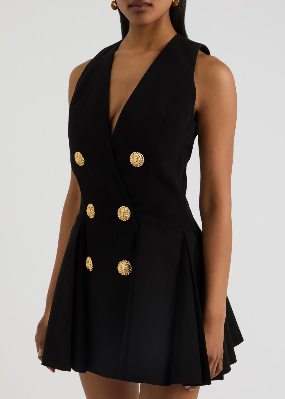 green emerald velvet dress Pierre Balmain Gold Embellished Buttoned Dress Women's Dress Black : 36 (US 4)