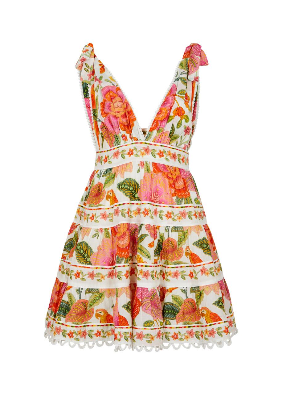 farm rio macaw leaves mini dress New Farm Rio Macaw Leaves One Shoulder Mini Dress Size S NWT $165