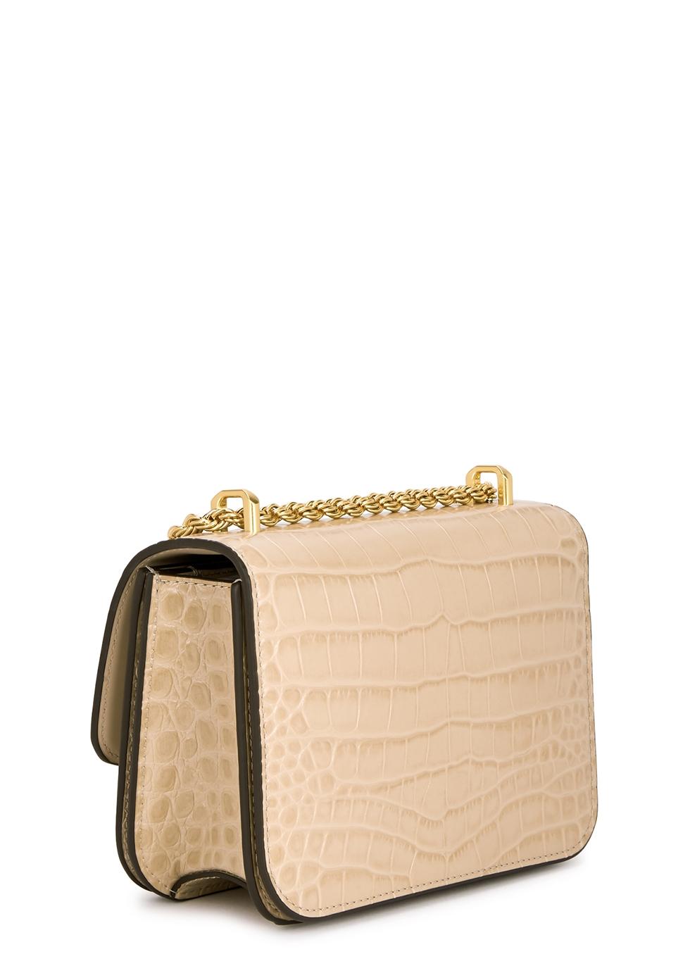 Tory Burch Eleanor Small Crocodile-effect Leather Shoulder Bag in Natural |  Lyst