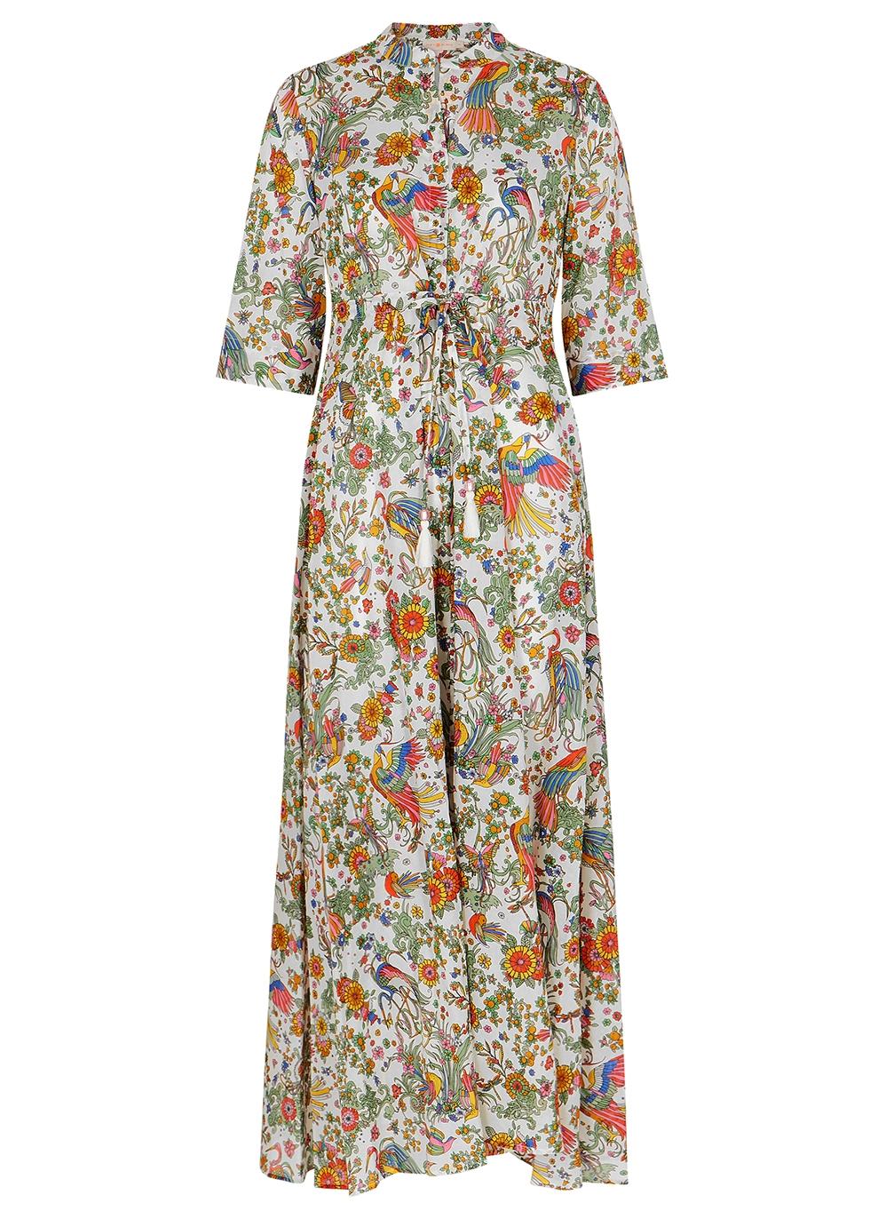 Tory Burch Floral-print Cotton Maxi Dress - Lyst