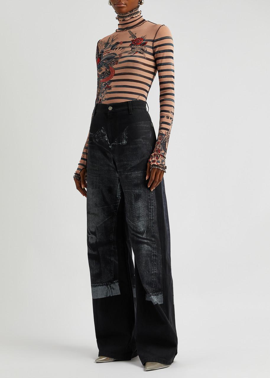 Tシャツ・カットソー Jean Paul Gaultier Printed Semi-Transparent Tulle Top Jean Paul Gaultier - Jean Paul Gaultier | The Gaultier Tulle Top