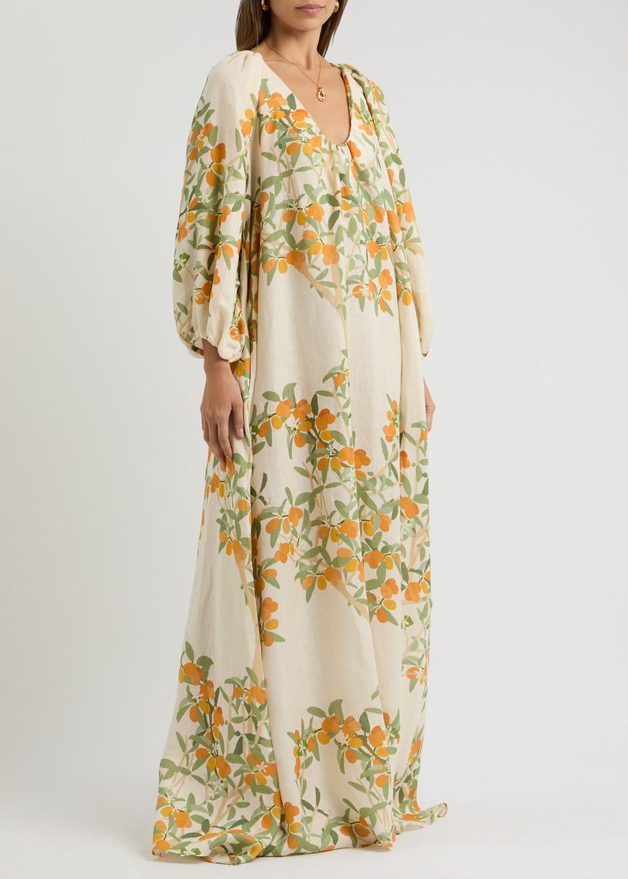 ワンピースその他 BERNADETTE io maxi dress with floral linen print BERNADETTE Georgio Floral-Print Linen Gown in Metallic | Lyst