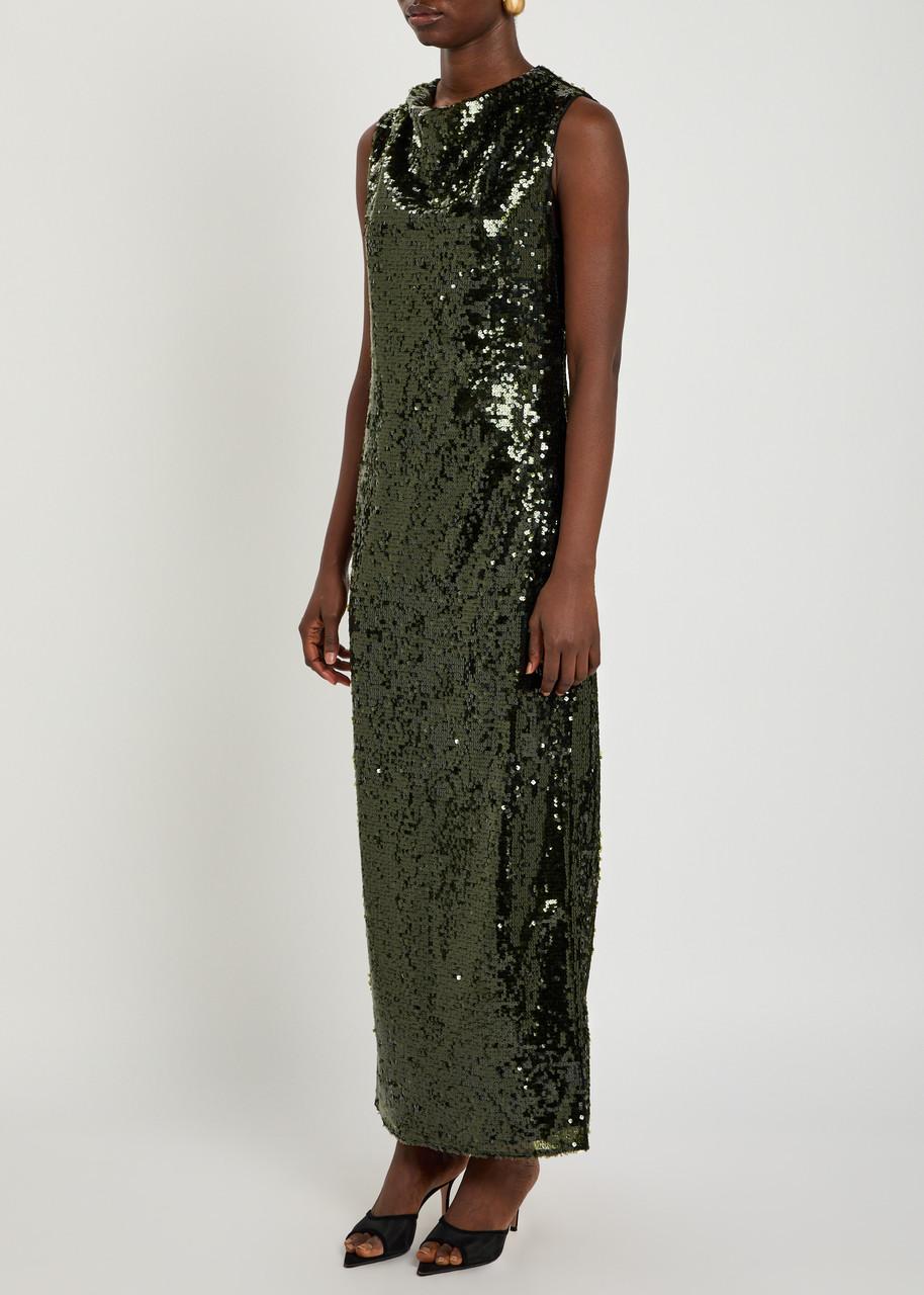 shona joy green maxi dress Rio Draped Cowl Maxi Dress | Abundant Green | Dresses