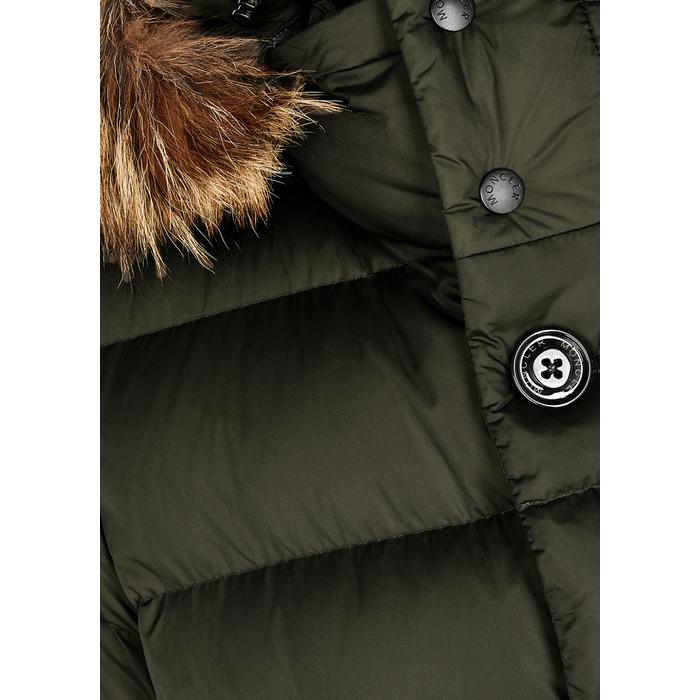 Moncler Cluny Green Fur-trimmed Quilted Coat for Men | Lyst