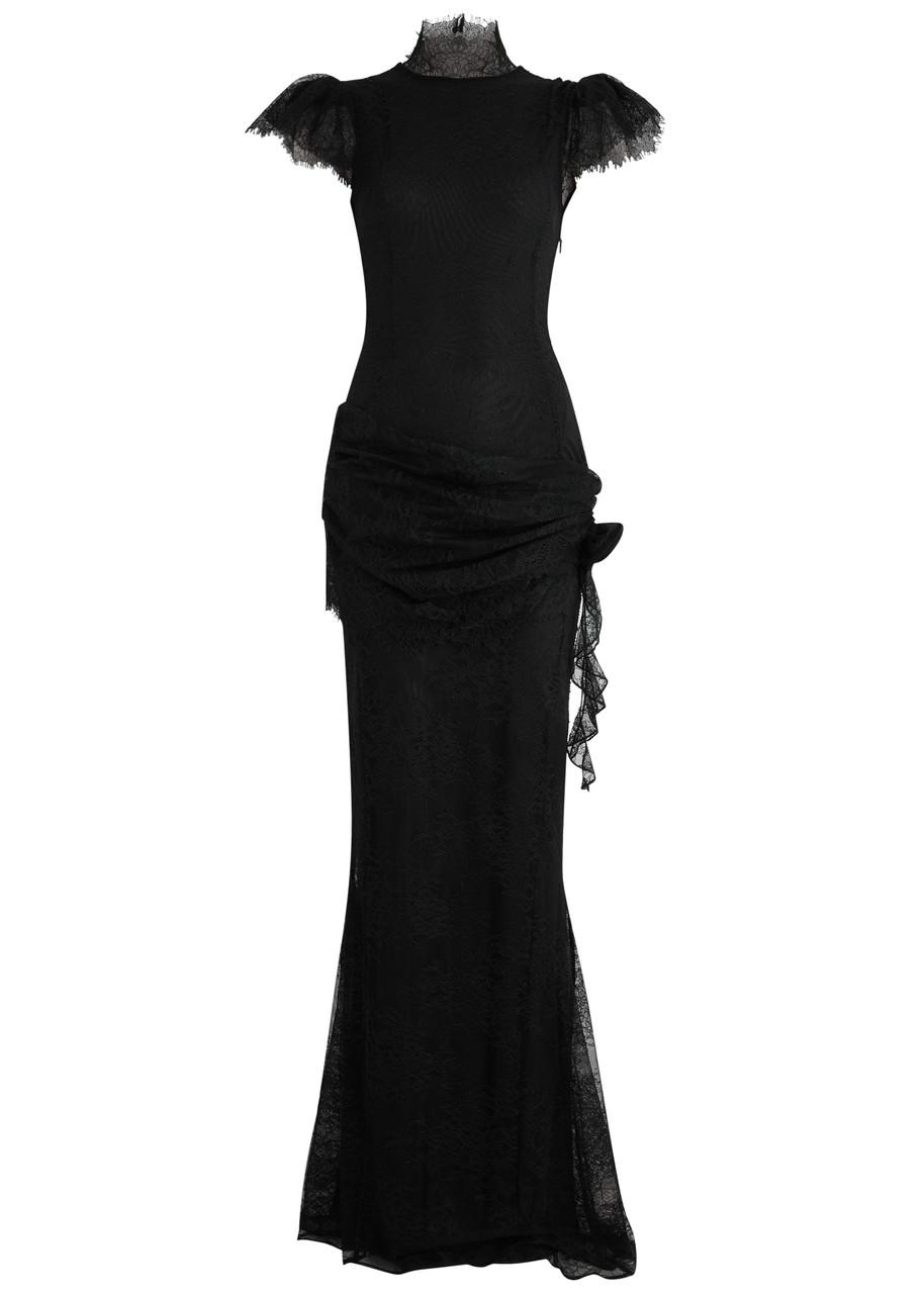De La Vali Silentium Lace Maxi Dress in Black | Lyst