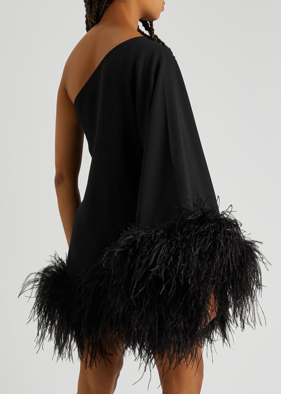 Taller Marmo Piccolo Ubud One-shoulder Feather-trimmed Mini Dress - Main Image