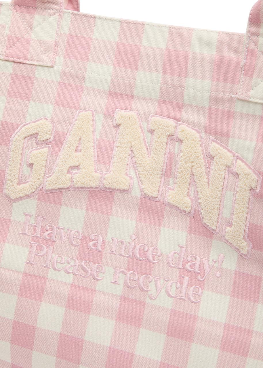 Ganni ■ Shopper Xxl Vichy - Light Pink 【 残りわずか】 Pink 