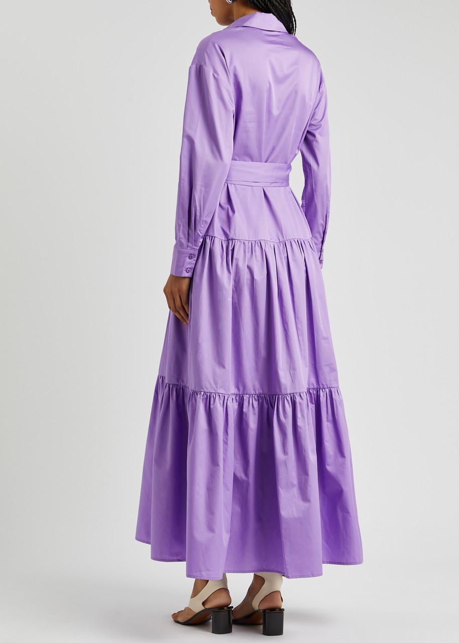 Evi Grintela stripe-print cotton midi dress - Purple