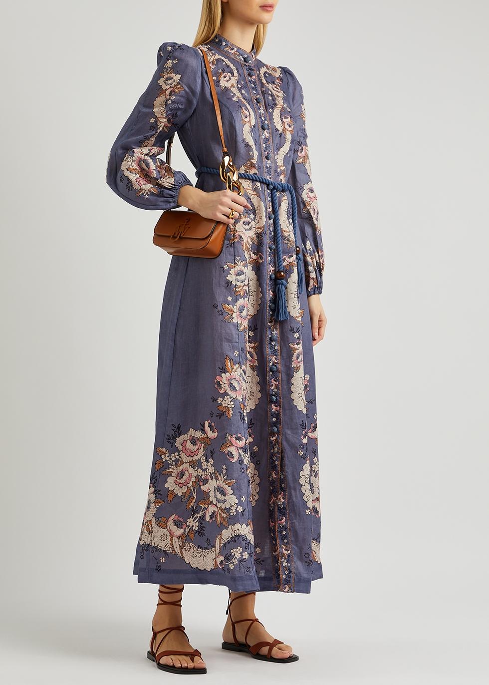 Zimmermann Vitali Abstract-print Mandarin-collar Linen Maxi Dress in Purple | Lyst Zimmermann Vitali Abstract-print Mandarin-collar Linen Maxi Dress in Purple | Lyst
