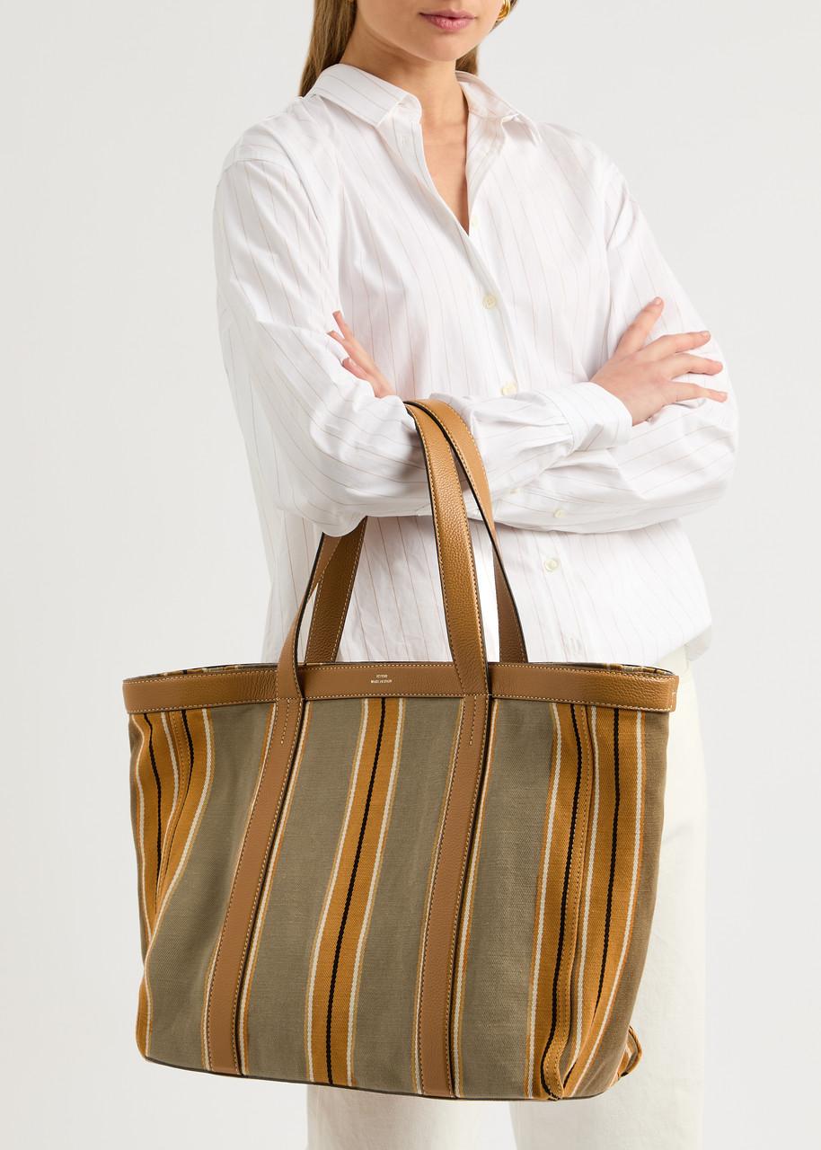 TOTEME Totême Striped Canvas Tote in Brown Lyst UK - Main Image