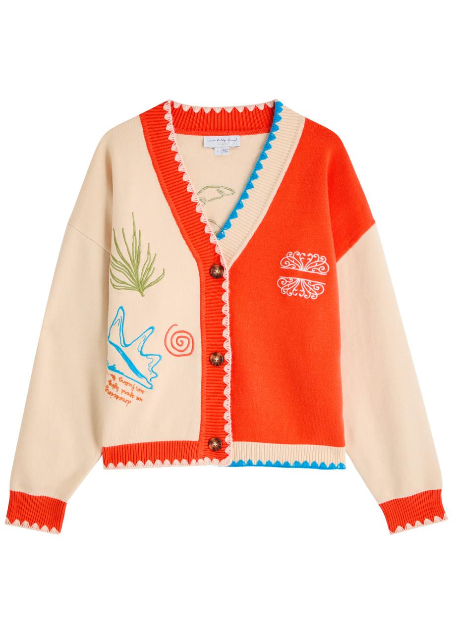 Never Fully Dressed Cream And Sol De Palma Knit Cardigan in Orange