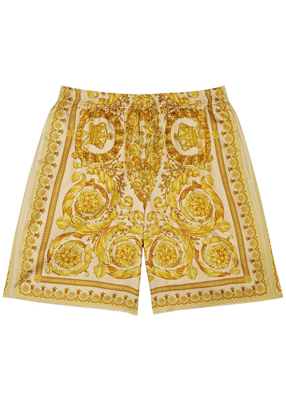 VERSACE Baroque printed silk-twill shorts