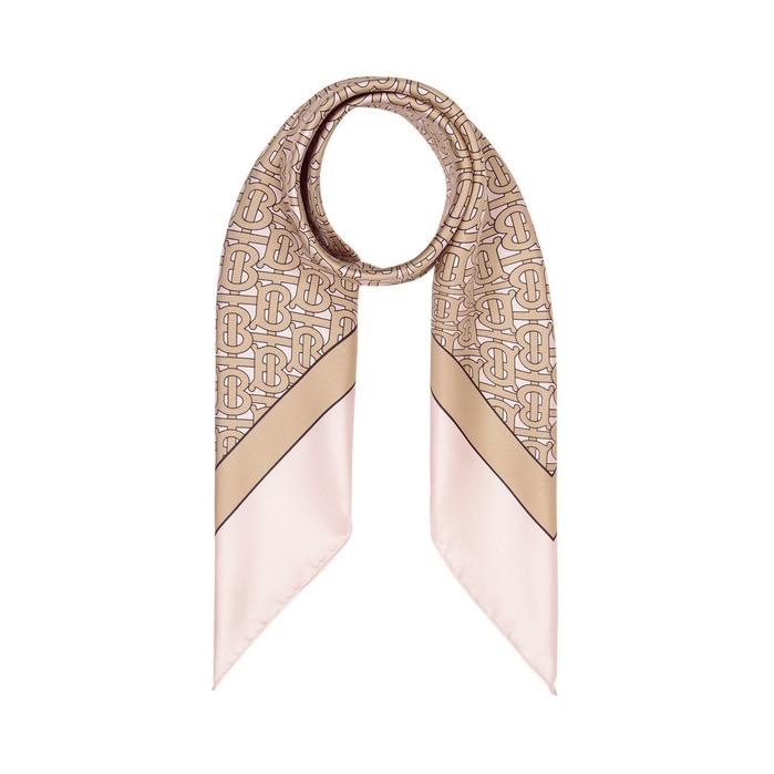Burberry Monogram Print Silk Square Scarf in Pink - Lyst