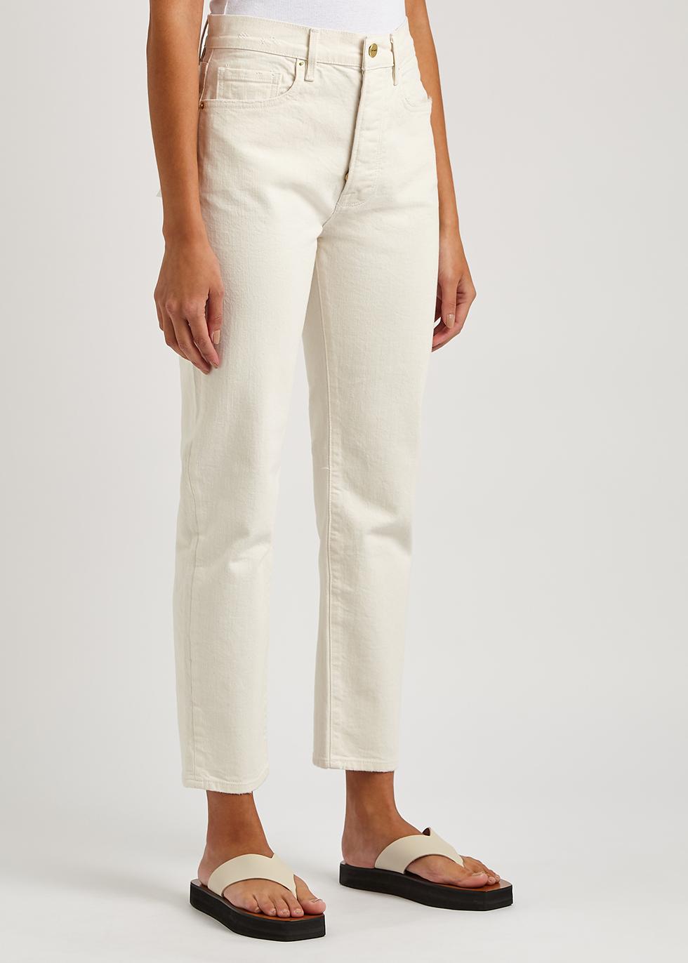 FRAME Le Original Cream Straight-leg Jeans in White | Lyst