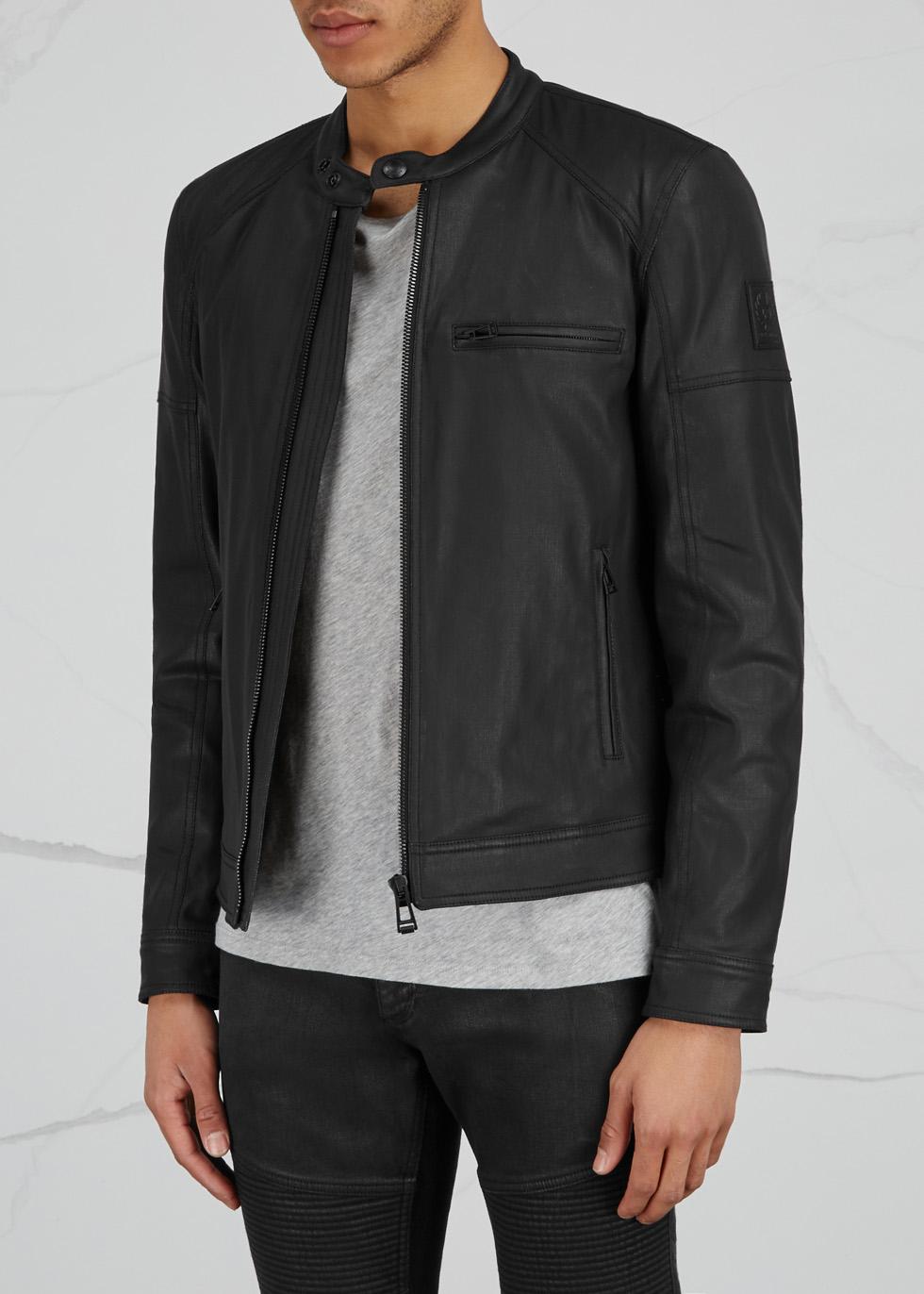 Belstaff Beckford Coated Cotton Biker Jacket Size 38 in Black for Men