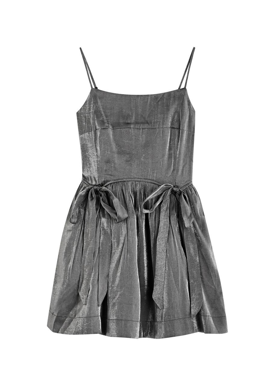 Damson Madder Penelope Metallic Taffeta Mini Dress in Grey Lyst UK