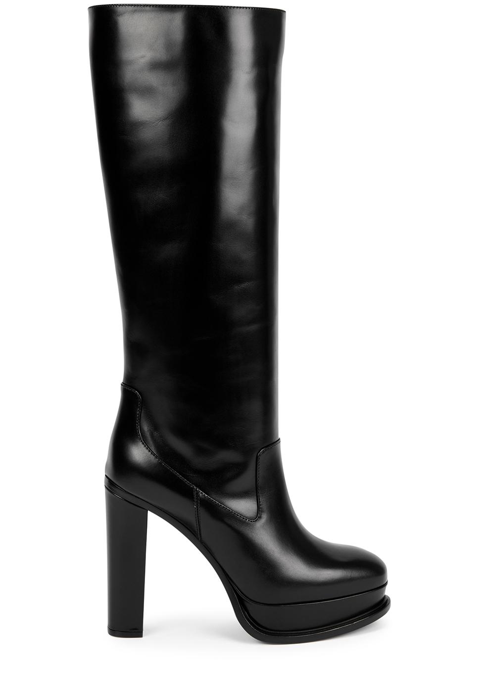 Alexander McQueen 120 Leather Knee-high Platform Boots in Black | Lyst